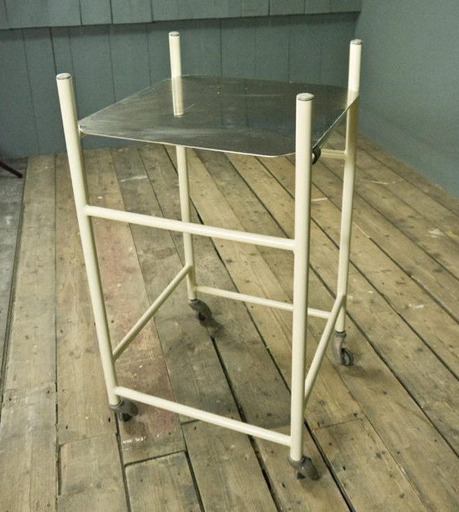 Cream Medical Trolley with Metal Top
