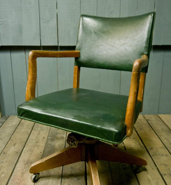 Green Leather Swivel Chair