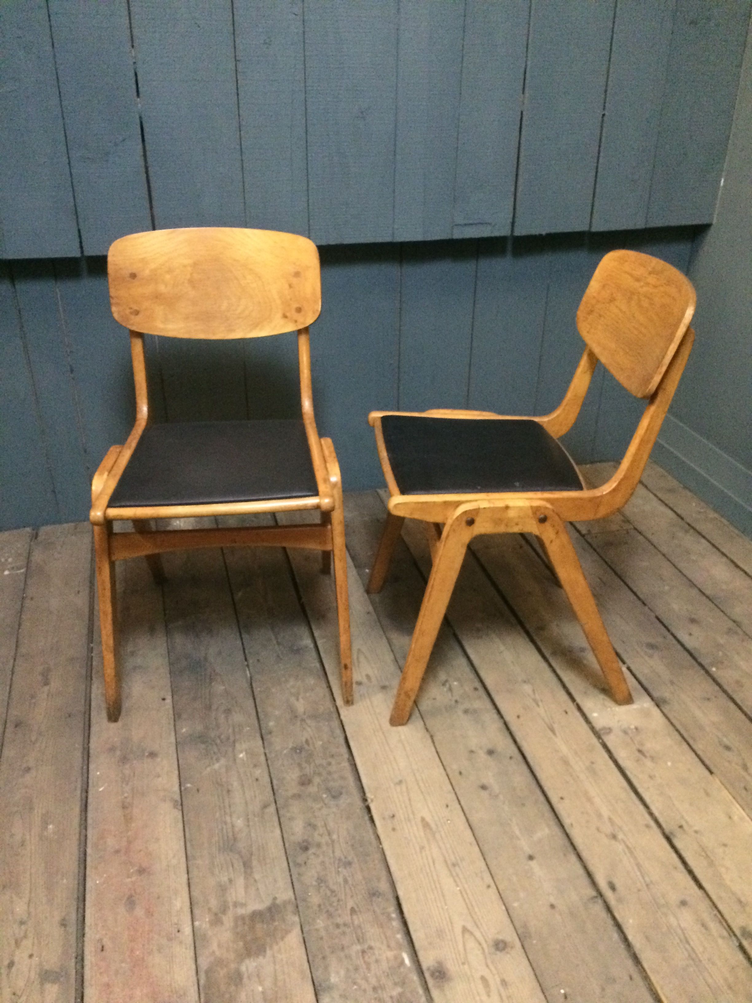 Wood Frame Esa Esavian Stacking Chairs
