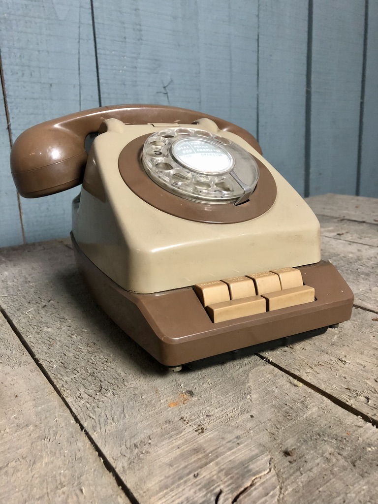 Brown Button Telephone
